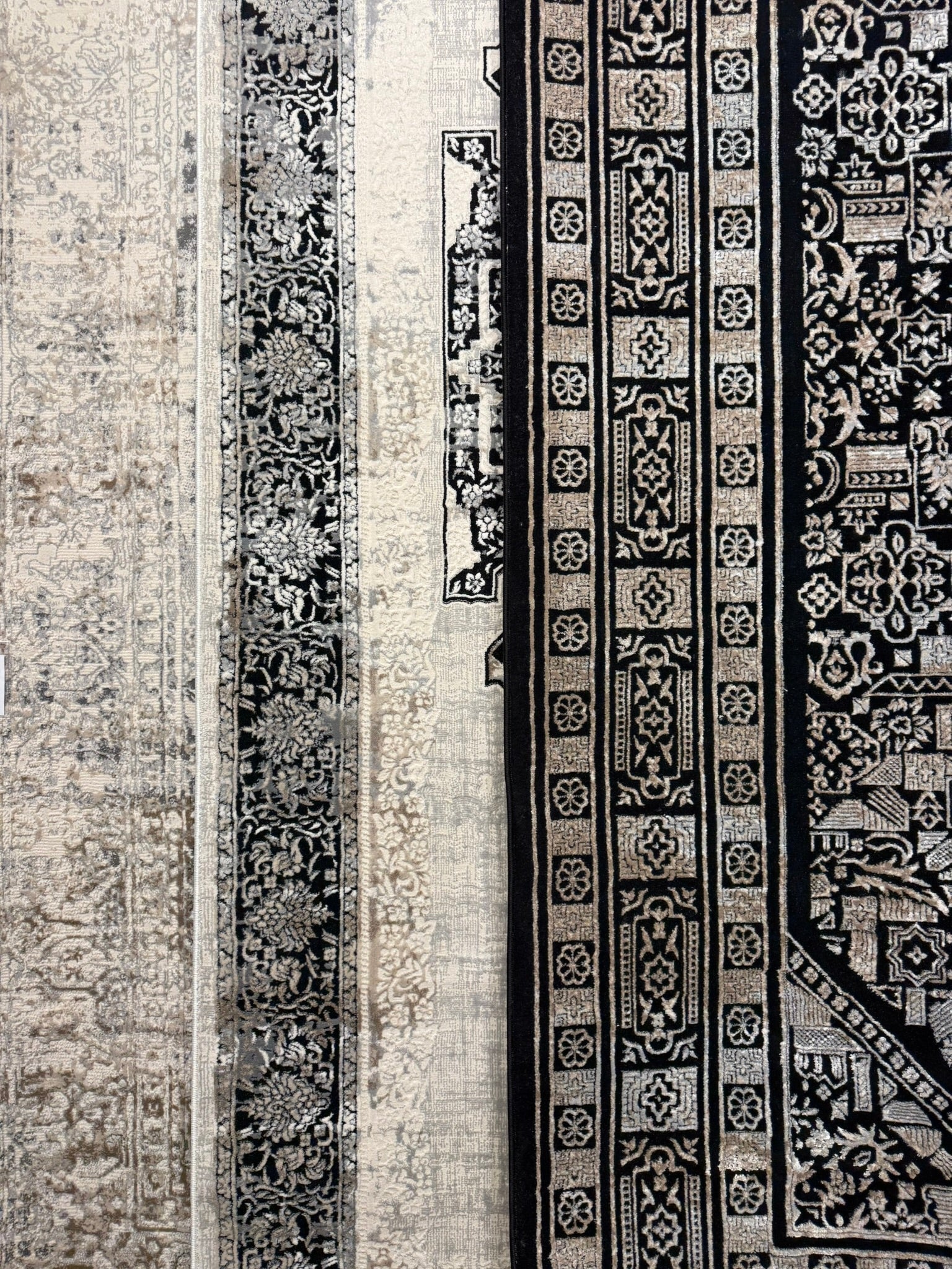 Traditional Area Rug Black Cream