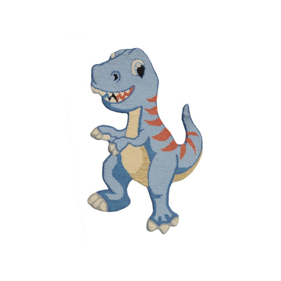 ZOO DINOSAUR BLUE WOOL RUG