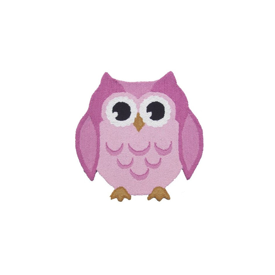 ZOO OWL PINK WOOL RUG