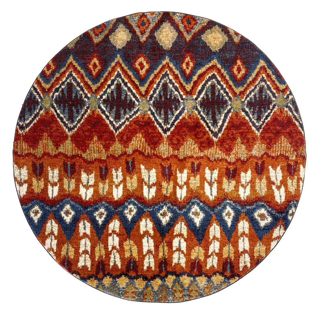 Bright, bold colours, Southwestern style pattern, Round Rug