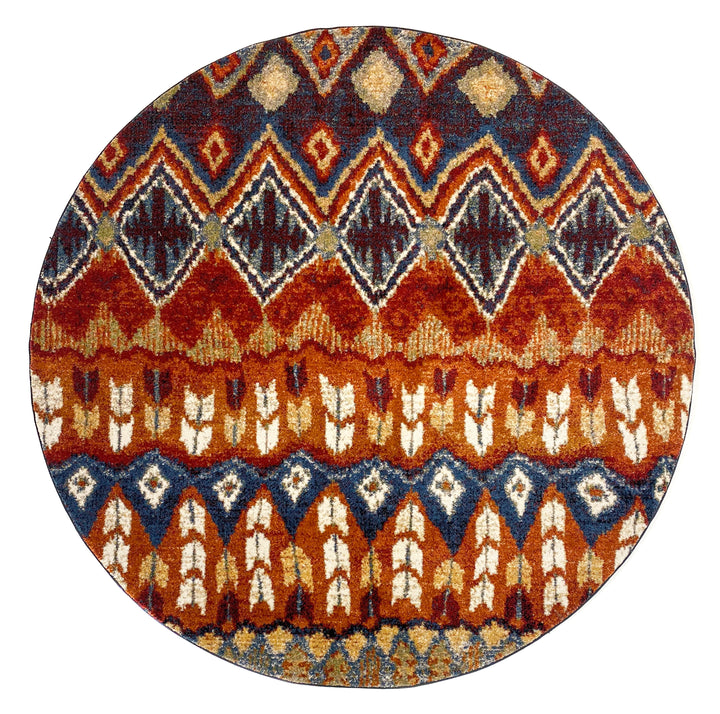 Bright, bold colours, Southwestern style pattern, Round Rug