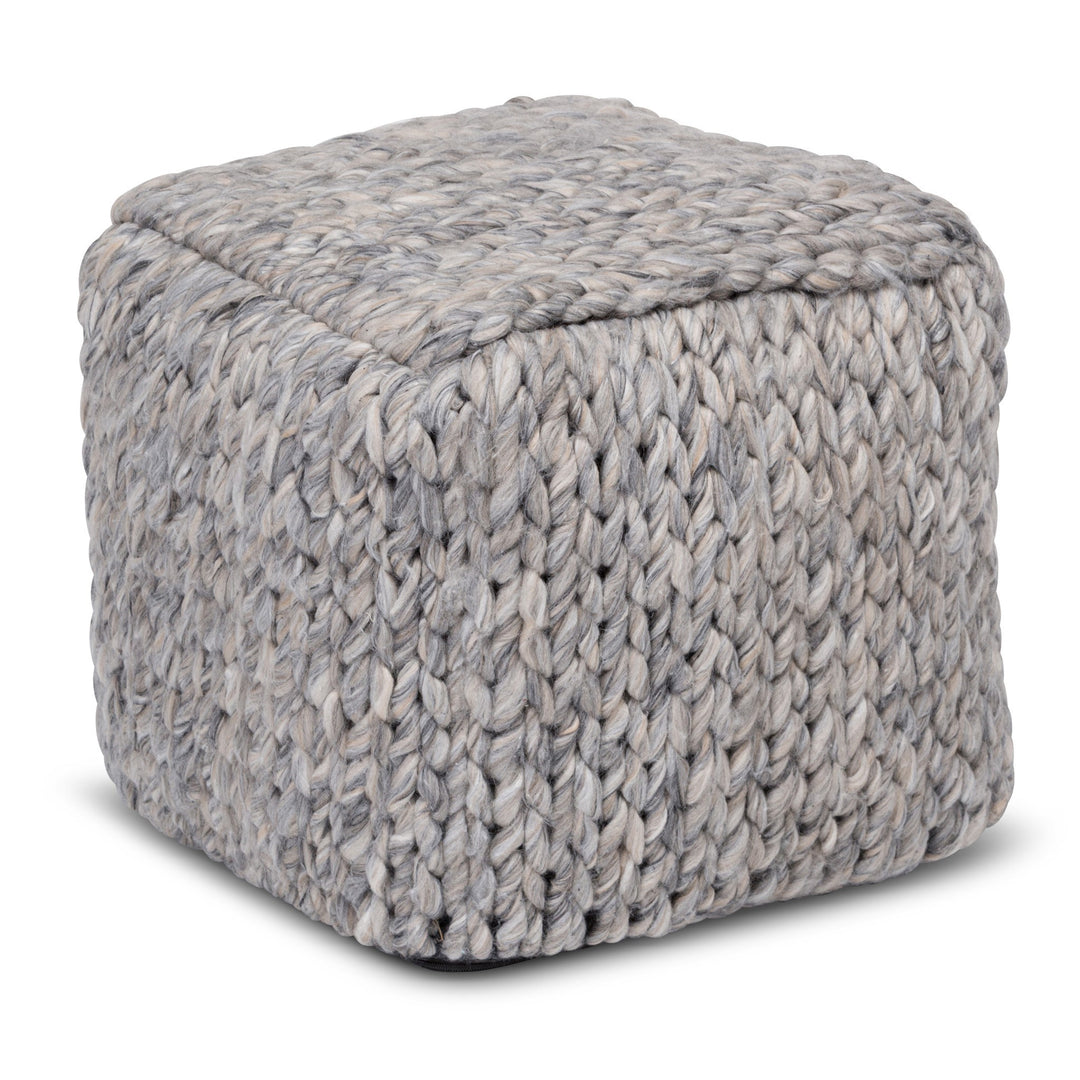 Wool Pouf - Stone