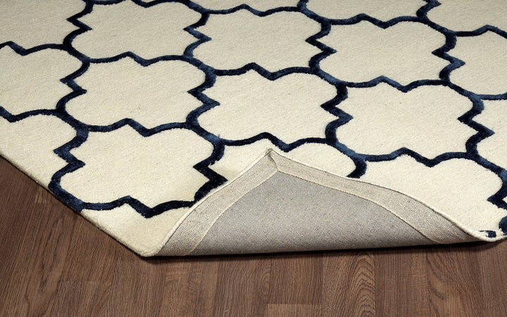 Casa Wool Ivory/Navy - Area Rug Shop