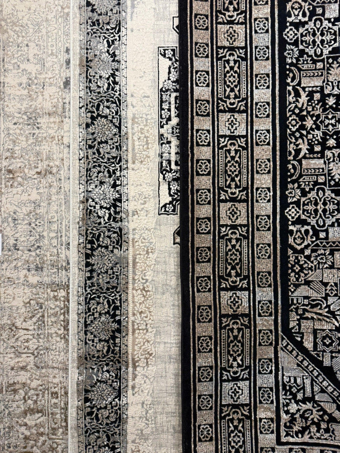 Traditional Area Rug Black Cream