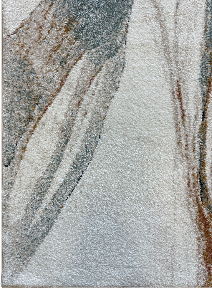 Arlo 2962 abstract area rug with green, teal, and burnt orange over a neutral base