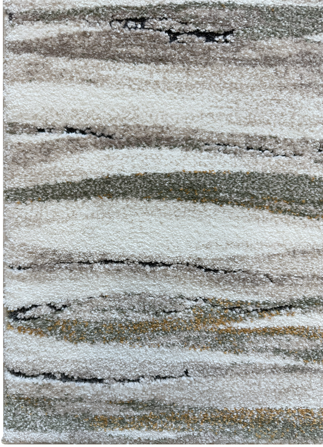Modern high-traffic rug with taupe, brown, burnt orange, and green