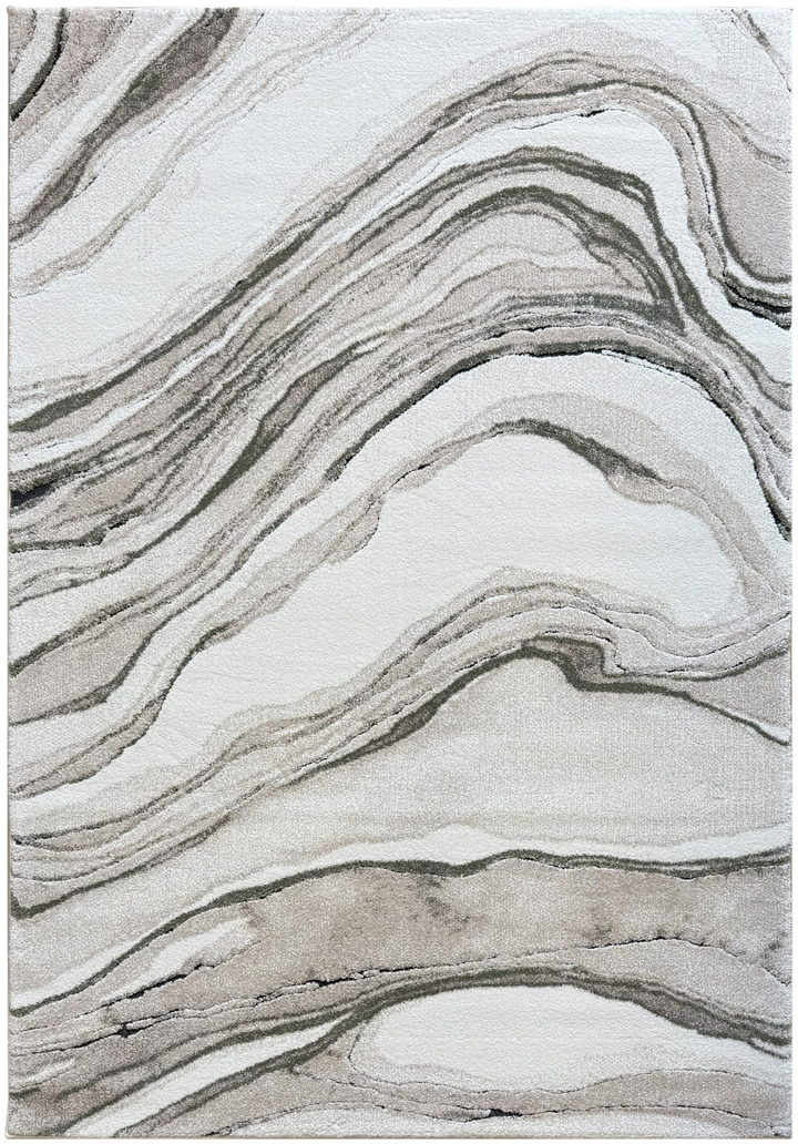 Arlo 2795 rug with taupe, grey, and olive green marble wave pattern on ivory base
