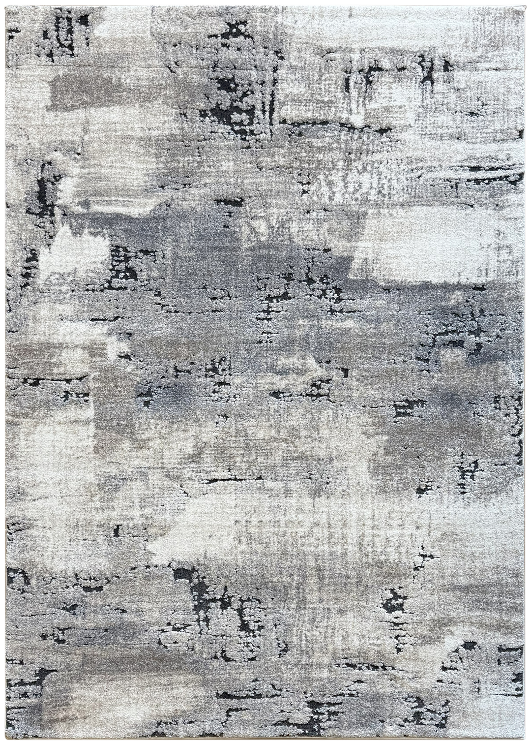 Arlo 2801 abstract rug with taupe, grey, and charcoal on an ivory base