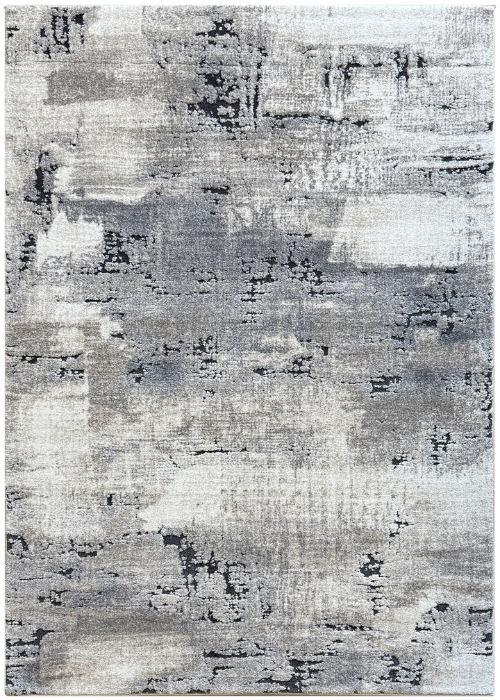 Arlo 2801 abstract rug with taupe, grey, and charcoal on an ivory base