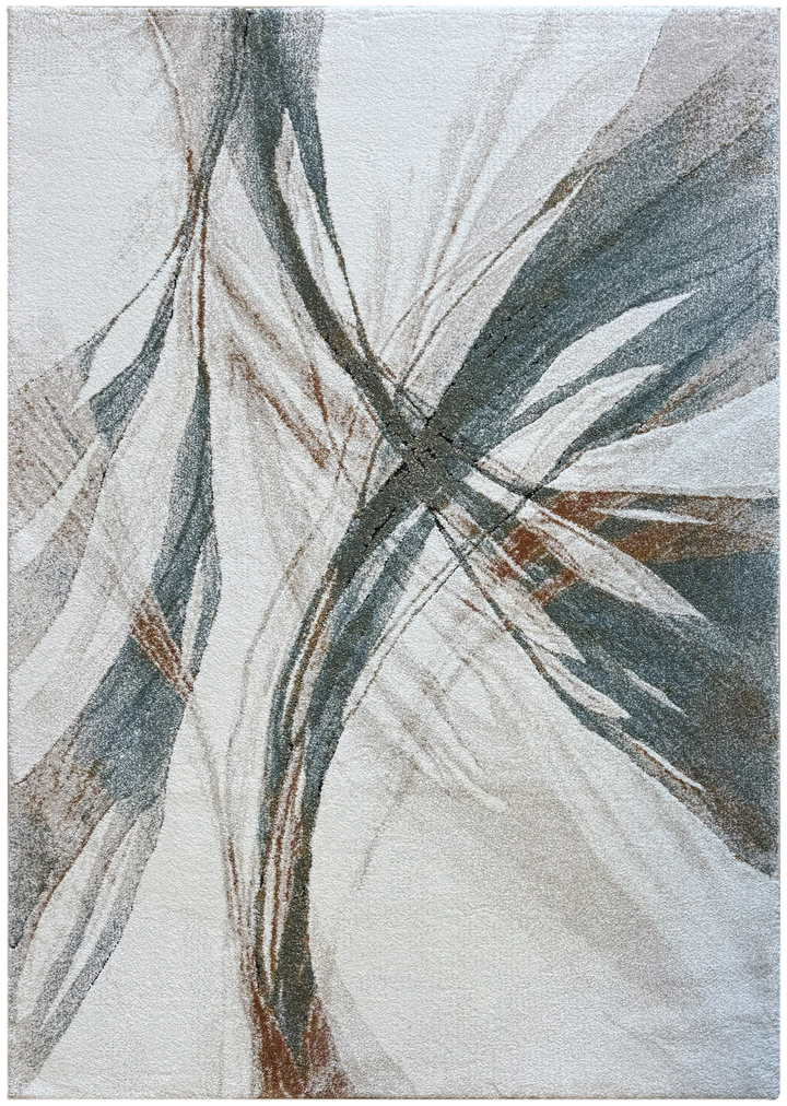 Arlo 2962 abstract area rug with green, teal, and burnt orange over a neutral base