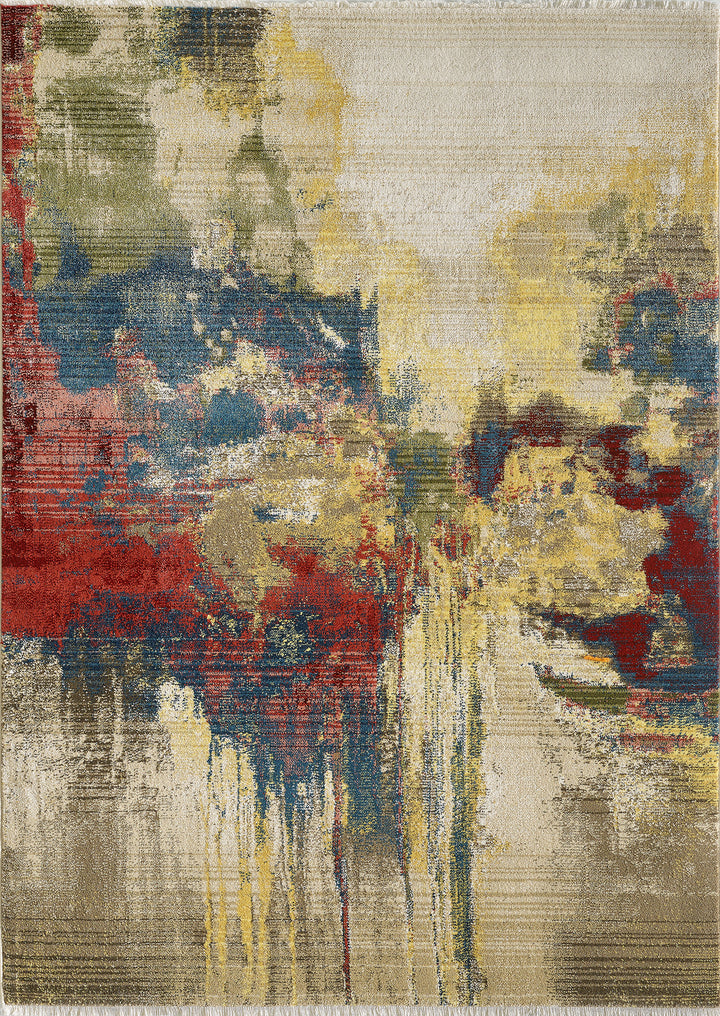 Abstract Painterly Rug Avant 09 Yellow Abstract Painterly Rug - Yellow, Blue, & Red Tones ...