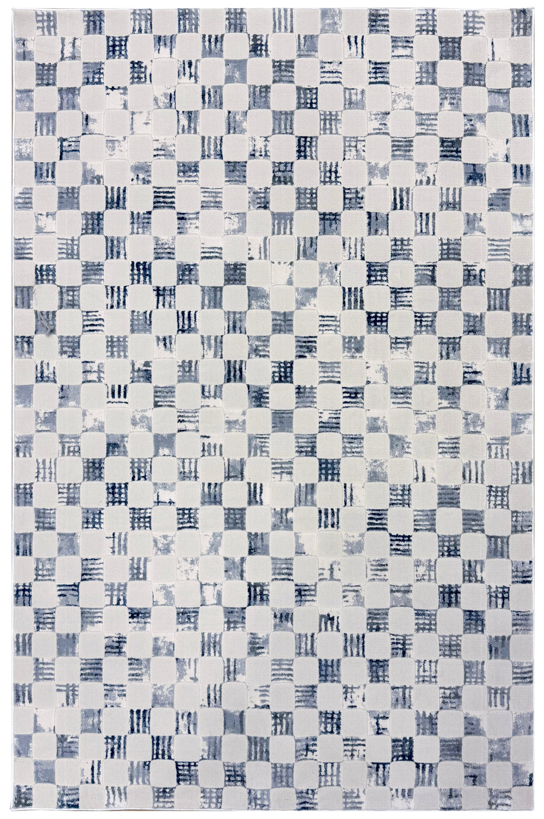 Blue White Checkered Rug