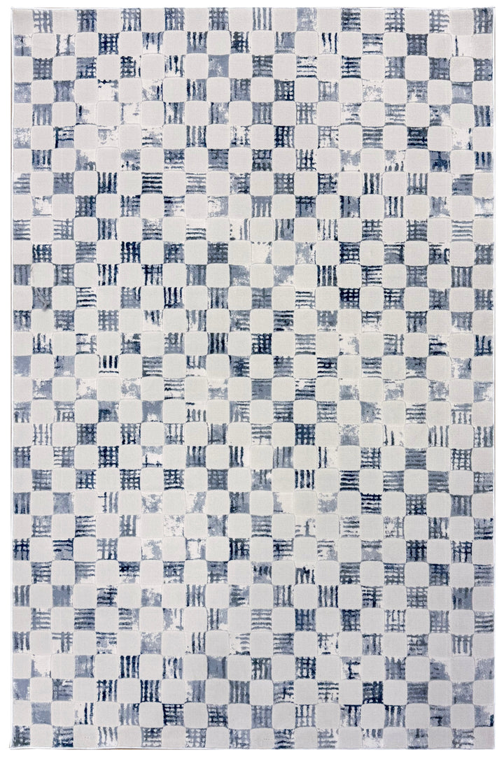 Blue White Checkered Rug