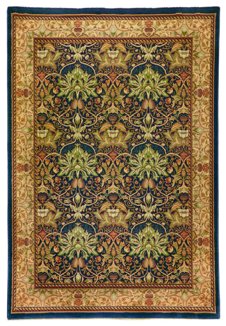 Traditional indigo blue rug