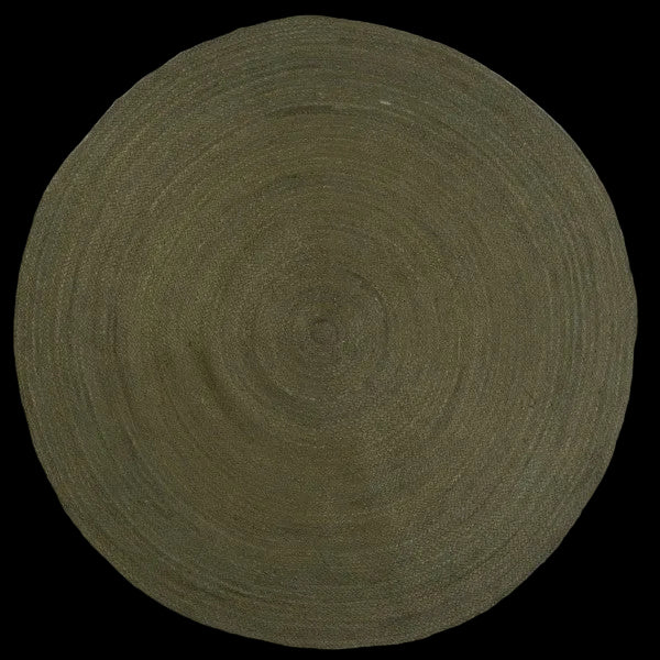 Round Jute Rug Olive Green