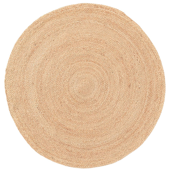 Jute Natural round braided area rug made in India from 100% natural jute in warm honey tone