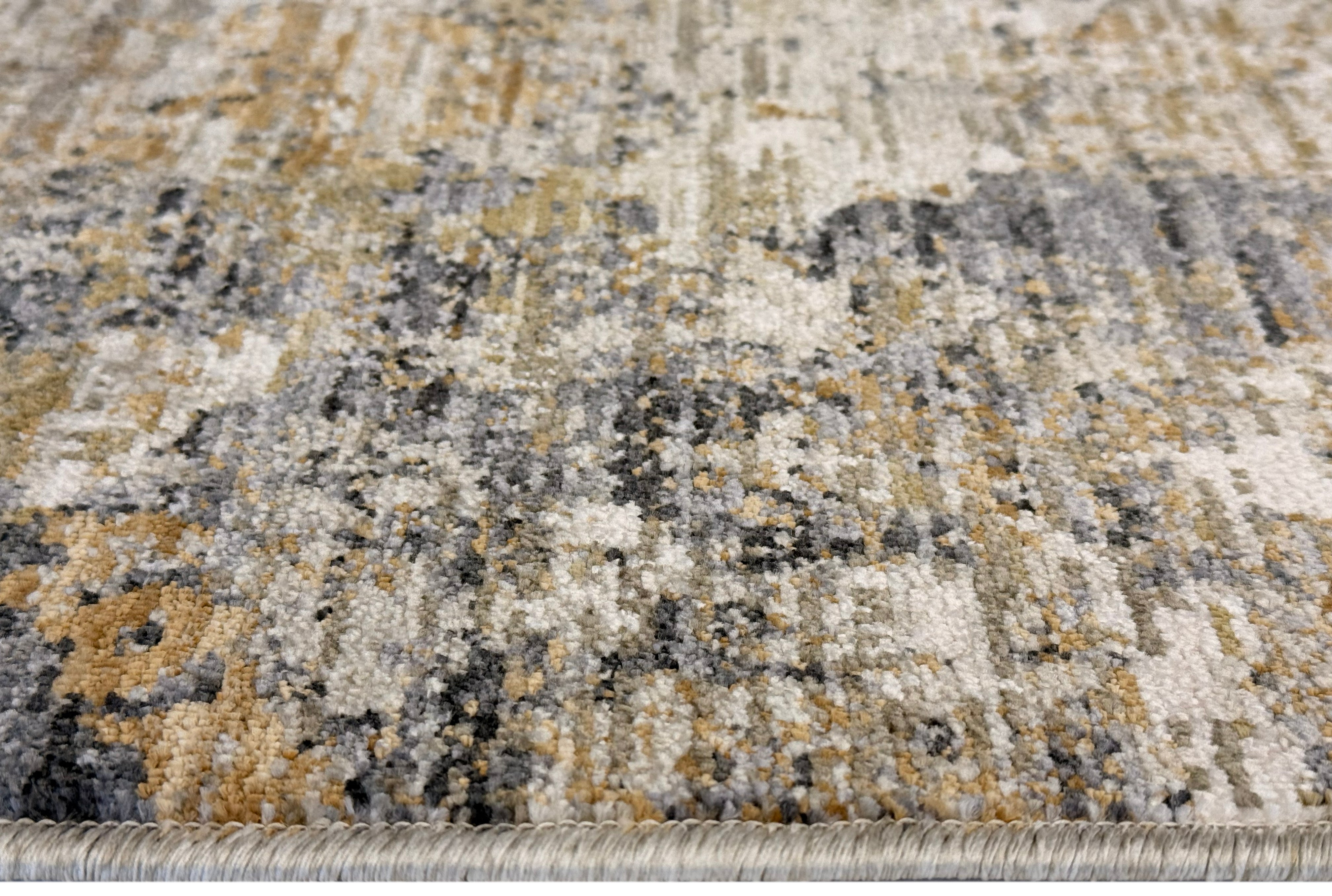 Modern Gold & Charcoal Abstract Area Rug | Industrial Rug – Area