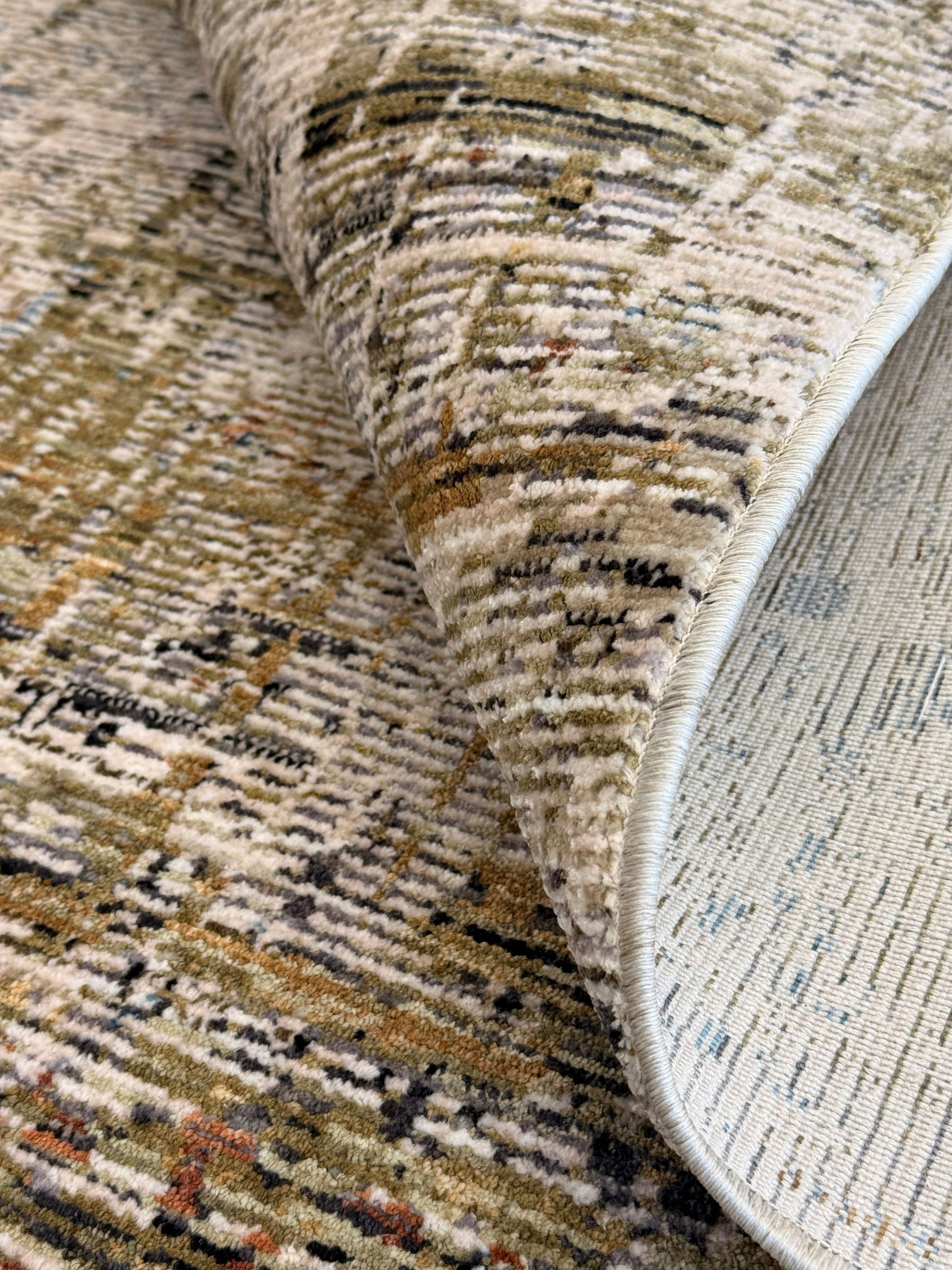 ムクSAR Beige Green Modern Rug | Olive & Charcoal Abstract Area Rug – Area