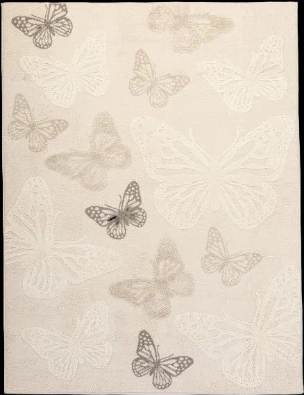 Kids Neutral Rug Butterflies
