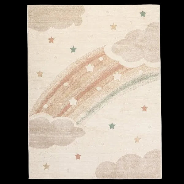 Kids neutral rug rainbow