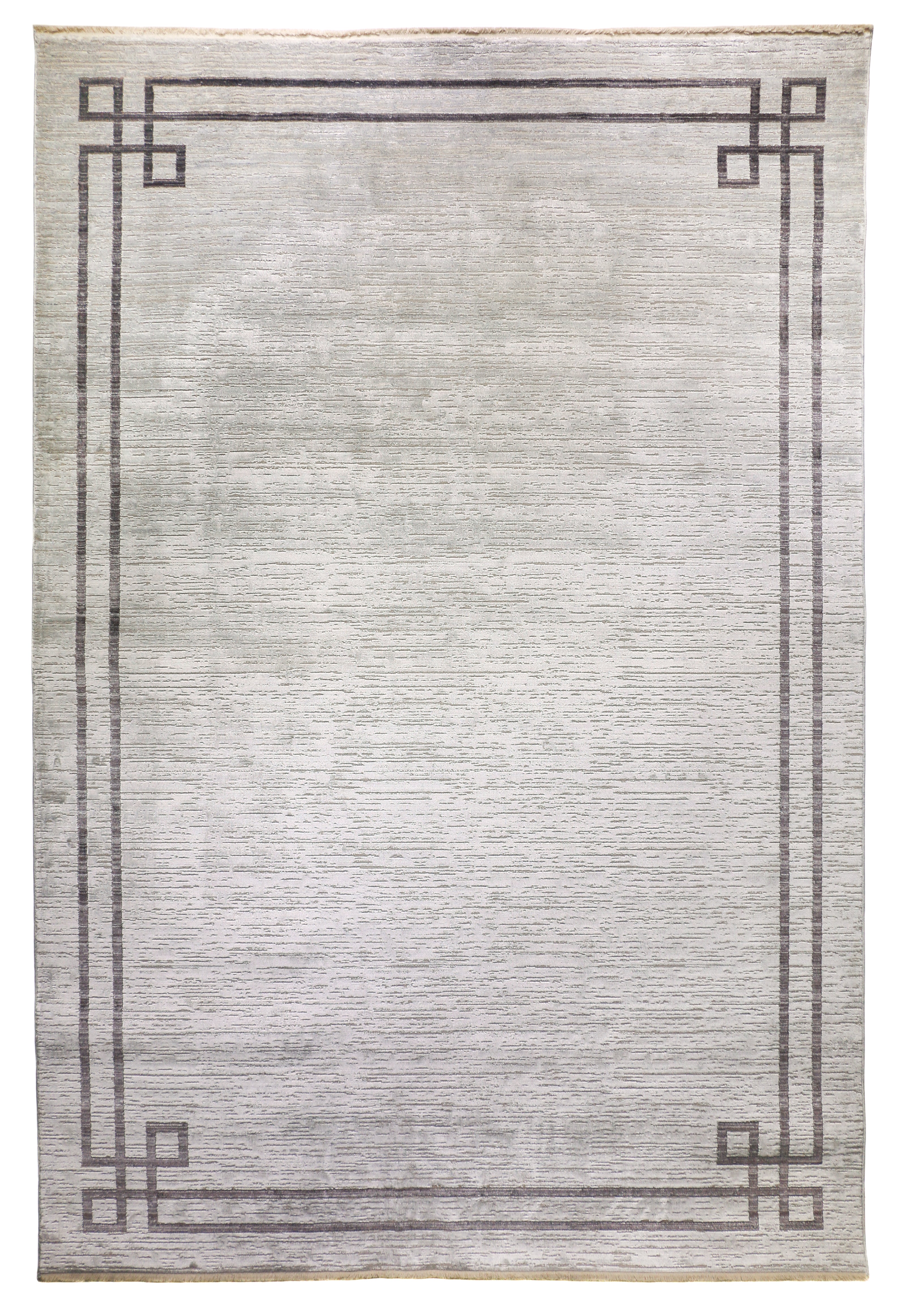 Azure 539 Vintage Border Rug - Silver, Beige, & Charcoal Neutrals ...