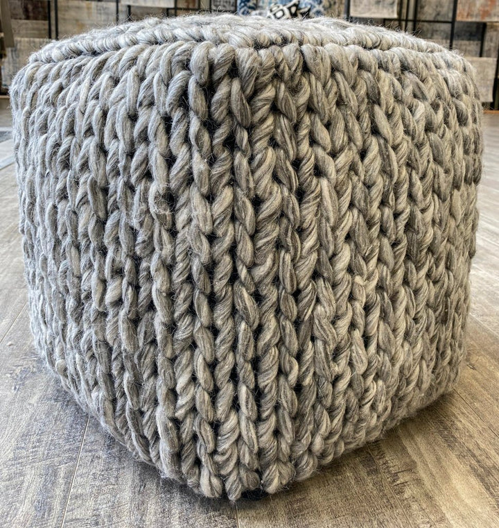 Wool Pouf - Stone
