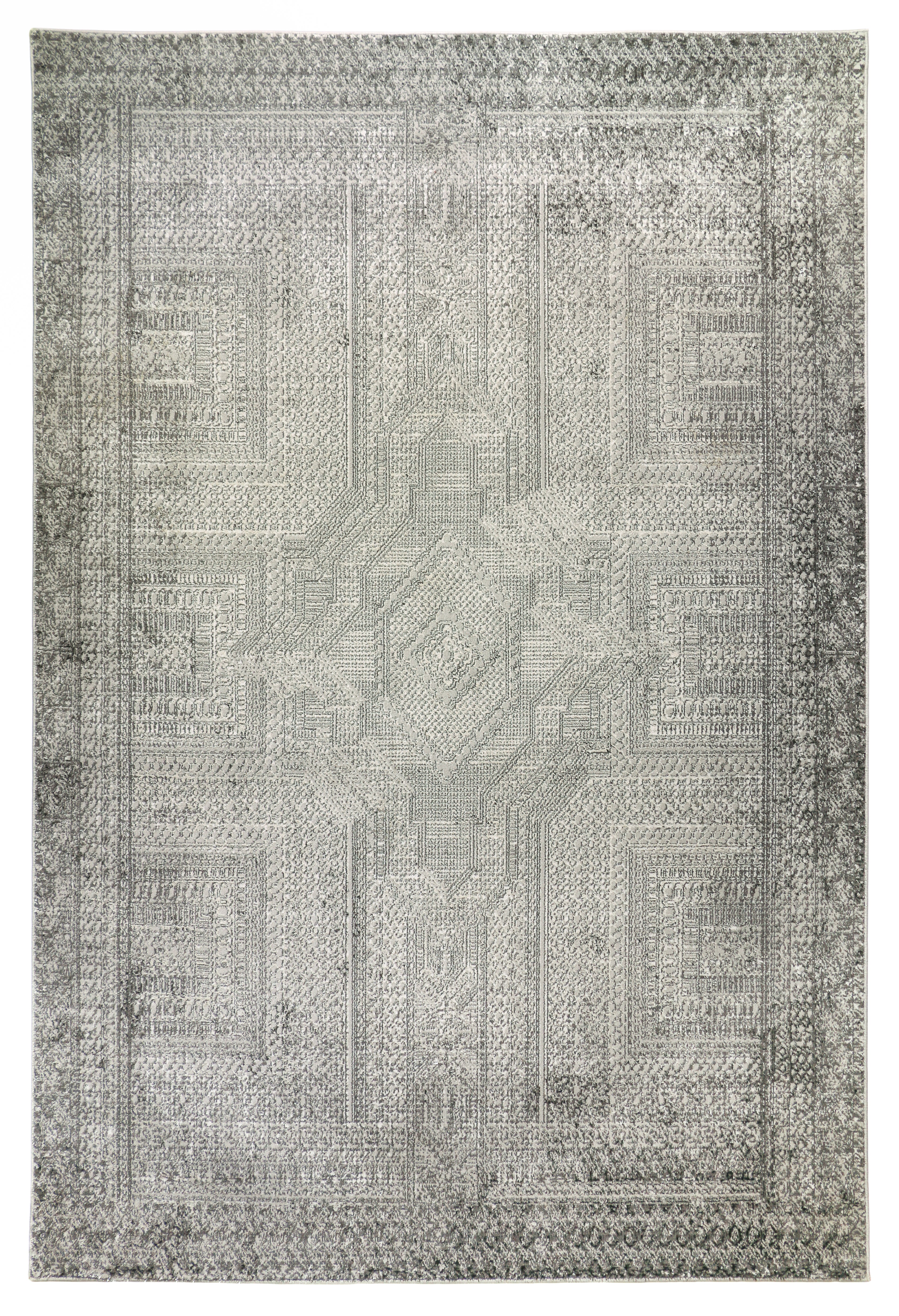 Manchester 29 Contemporary Geometric Rug - Monochrome Greyscale Tones ...